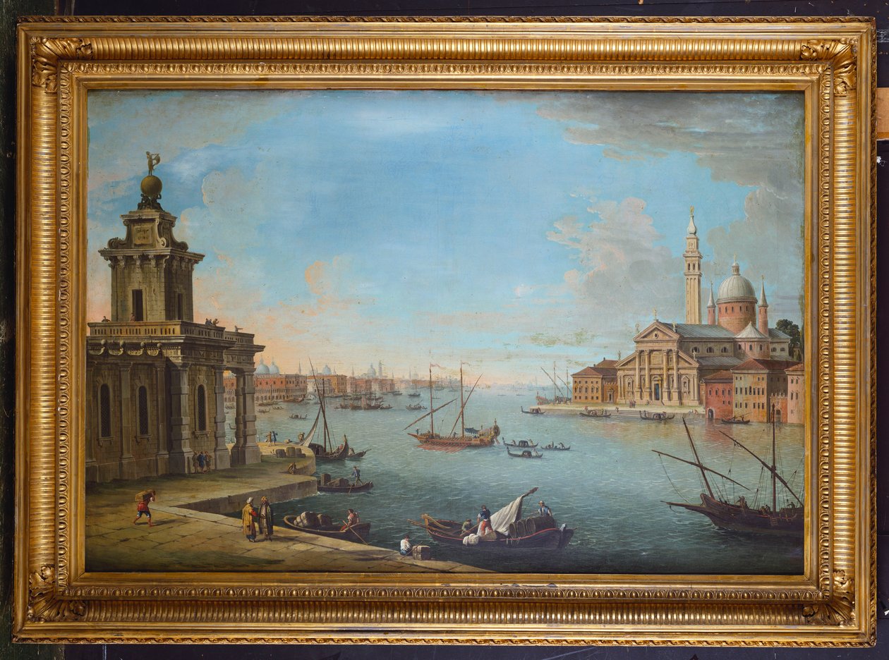 Bacino di San Marco, Wenecja, patrząc na wschód, z kościołem San Giorgio Maggiore i Dogana autorstwa Antonio Joli