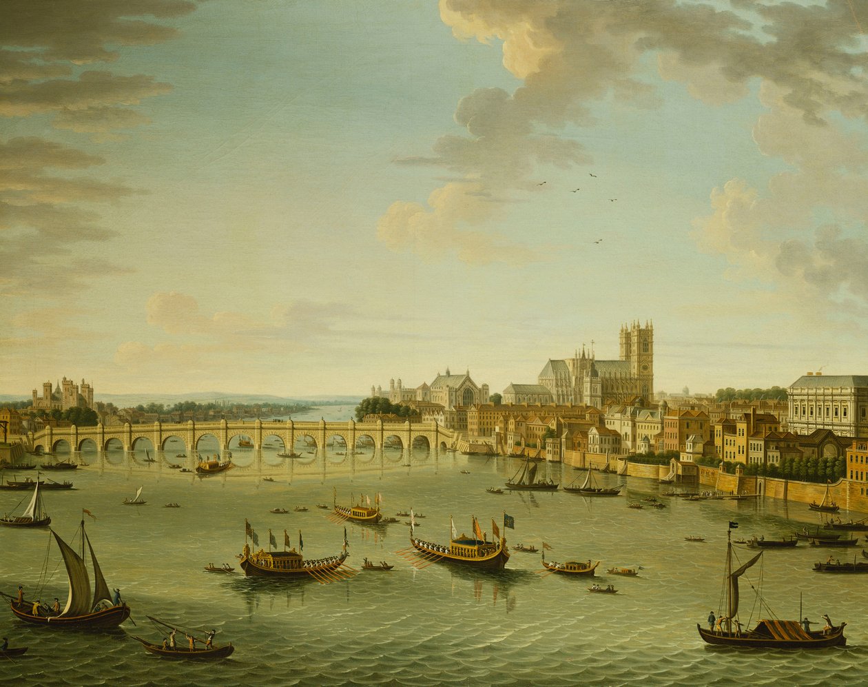 Tamiza z tarasu Somerset House w kierunku Westminster autorstwa Antonio Joli
