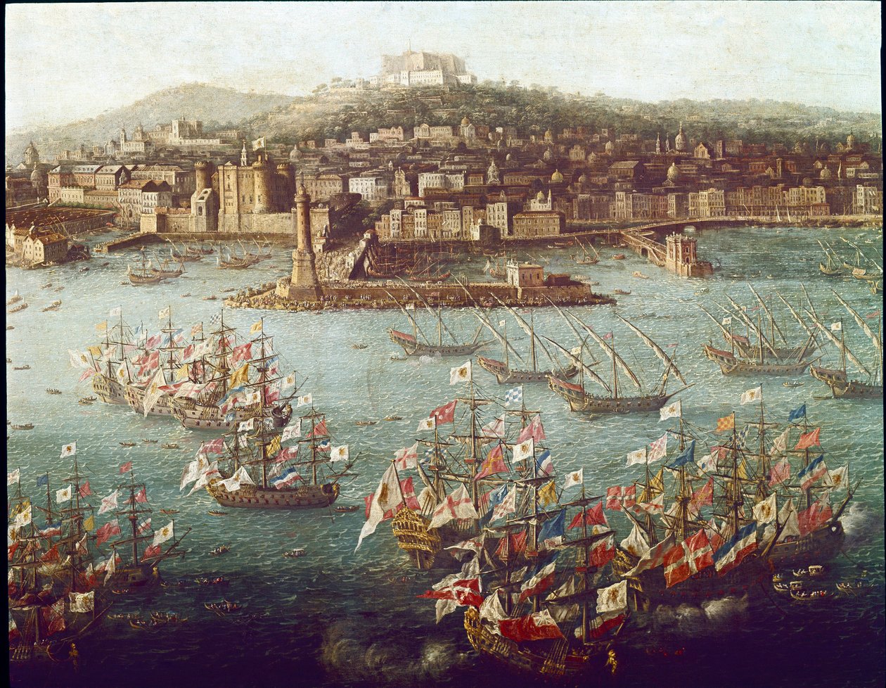 Zaokrętowanie Karola III w porcie w Neapolu dla Hiszpanii, 6.10.1759 (Malarstwo, ok. 1759) autorstwa Antonio Joli
