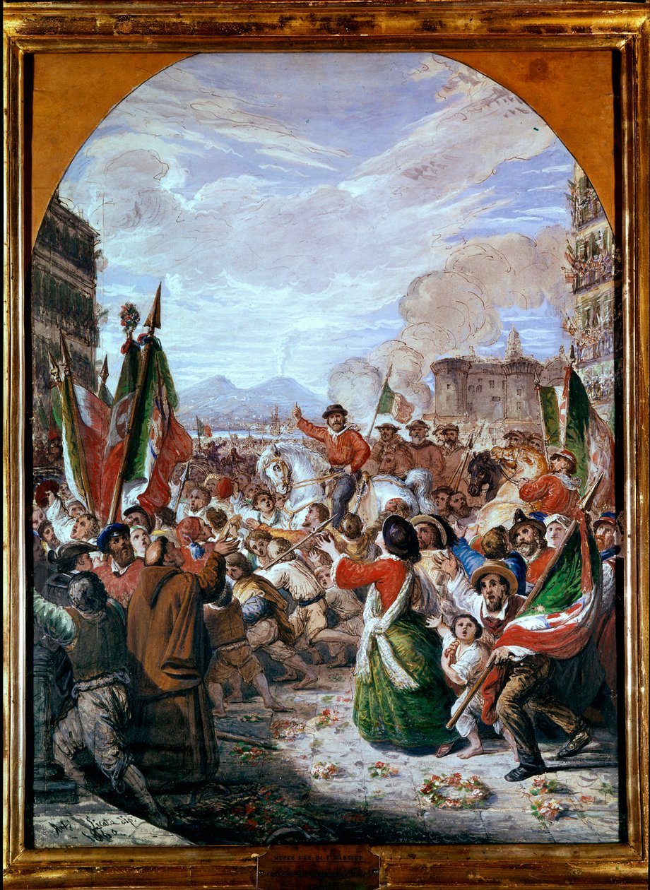 Wejście Giuseppe Garibaldiego do Neapolu 7 października autorstwa Antonio Licata