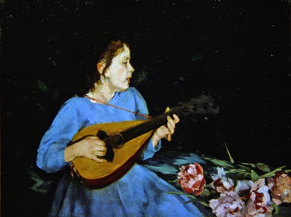 Grający na mandolinie (olej na płótnie) autorstwa Antonio Mancini