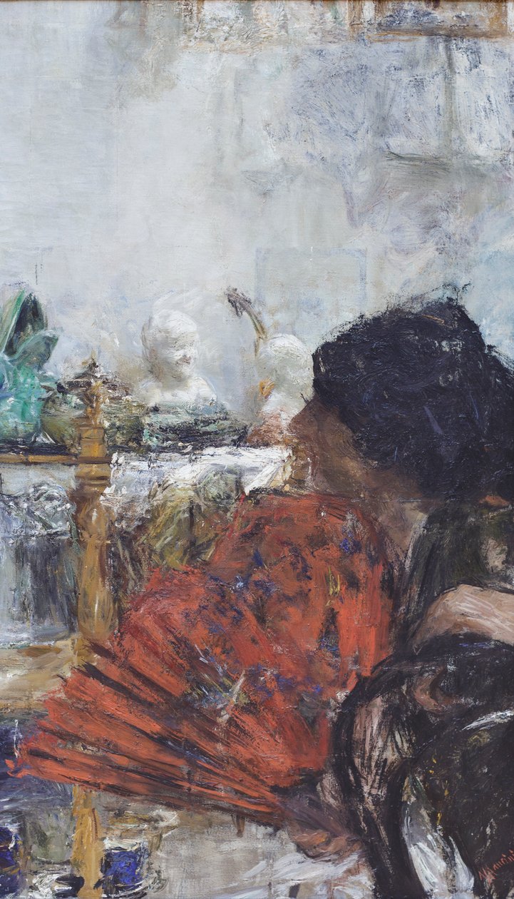 Kobieta z czerwonym wachlarzem autorstwa Antonio Mancini