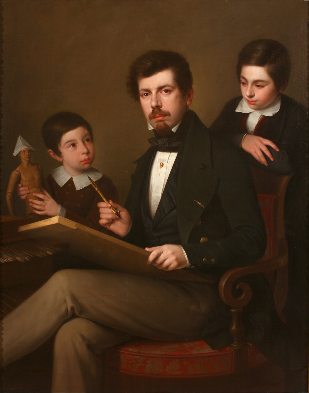 Autoportret z synami Carlosem i Vicente autorstwa Antonio María Esquivel