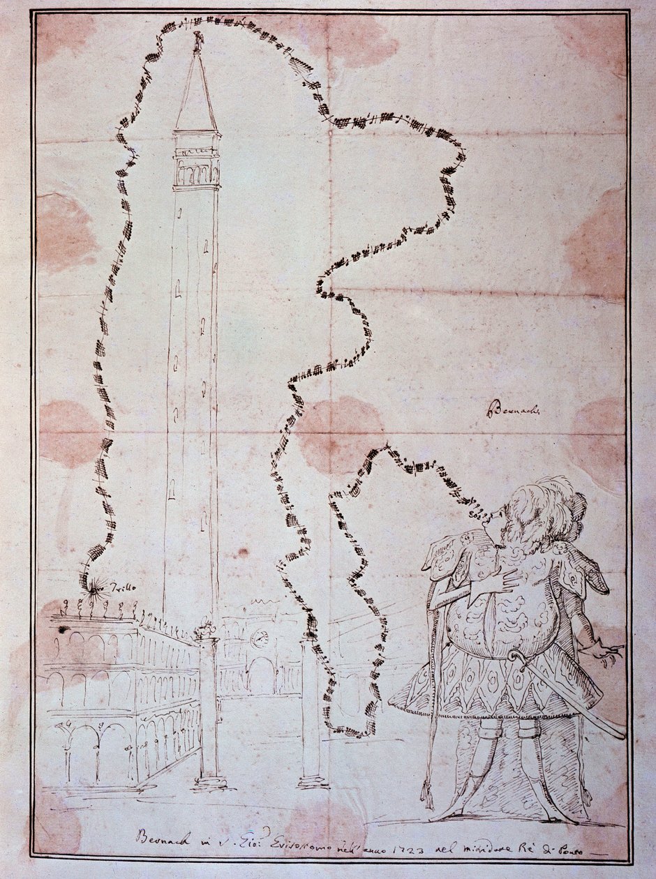 Portret Antonio Bernacchi, włoskiego kastrata (Cartoon autorstwa Antonio Maria Zanetti