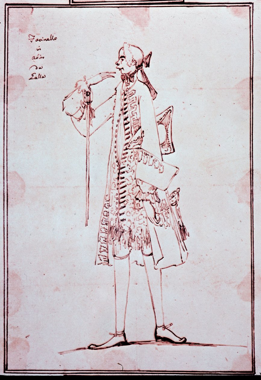 Portret Carlo Broschiego zwanego Farinelli (1705-1782) Włoski kastrat (kastrat) Karykatura Antona Marii Zanetti (1680-1767). 18 wiek. Prywatna kolekcja. autorstwa Antonio Maria Zanetti