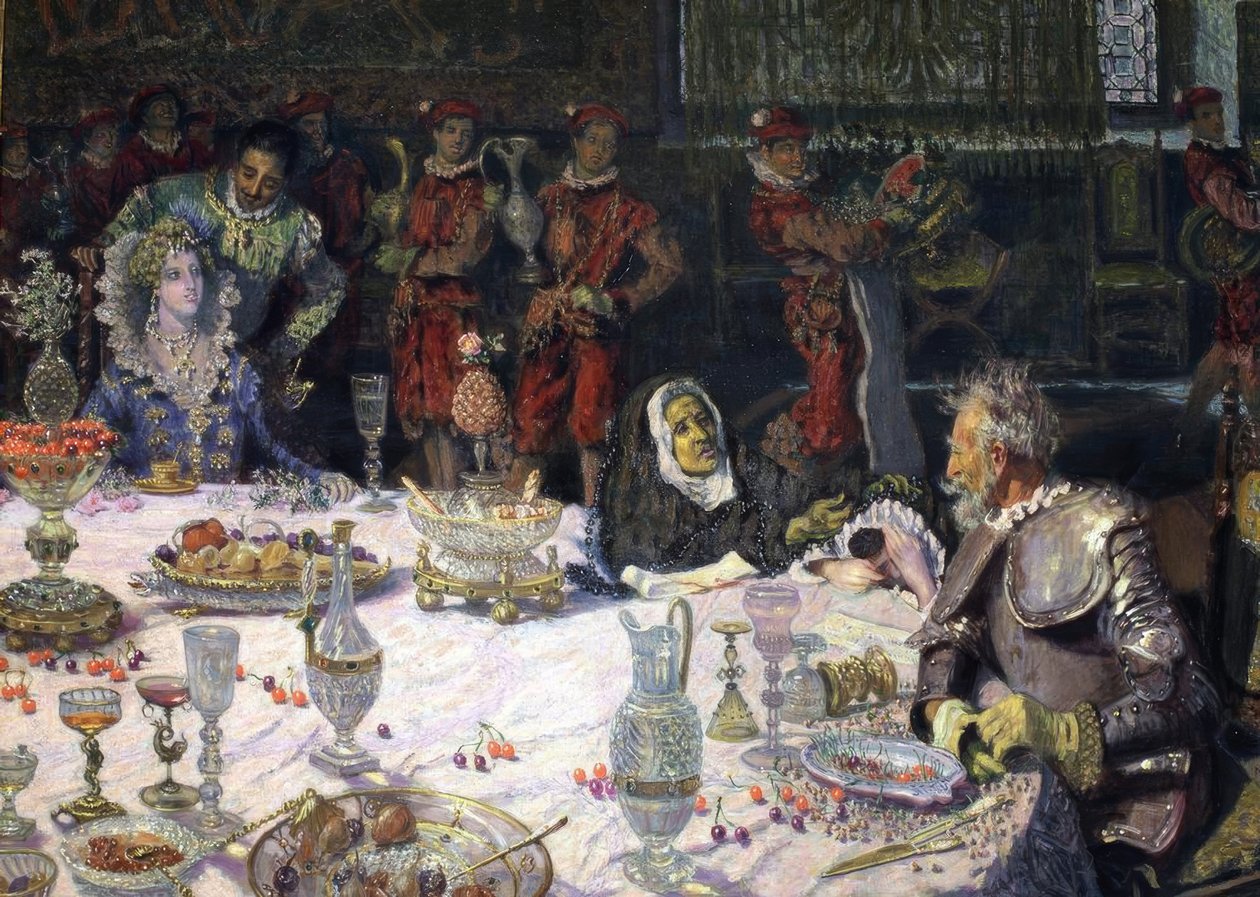 Cena en casa de los Duques (Kolacja w domu książąt – epizod Don Kichota) autorstwa Antonio Munoz Degrain