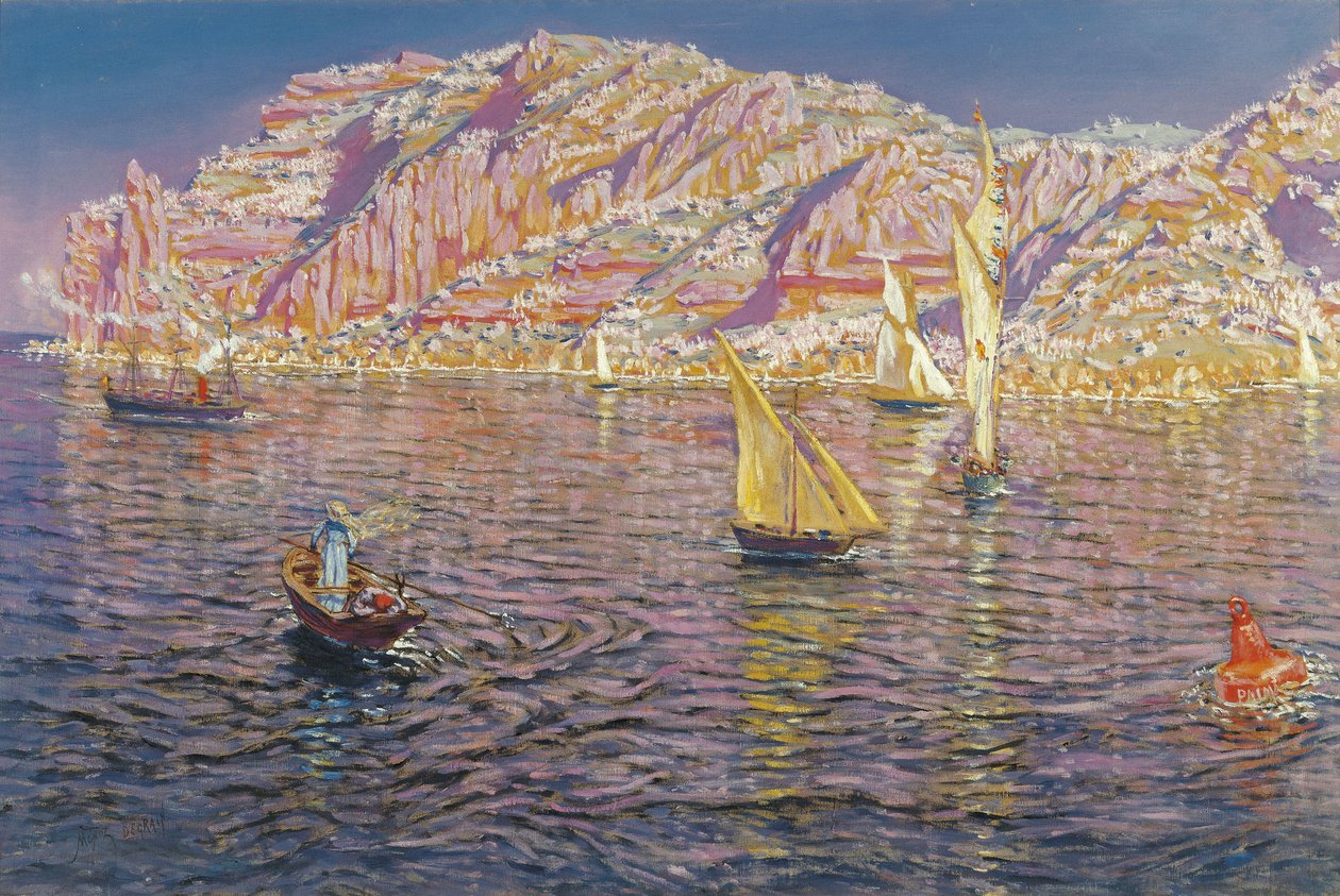 Widok na Zatokę Palma de Mallorca - Munoz Degrain, Antonio (1840-1924) - ok. godz. 1905 - Olej na płótnie - 89x133,5 - Muzeum Carmen Thyssen, Malaga autorstwa Antonio Munoz Degrain