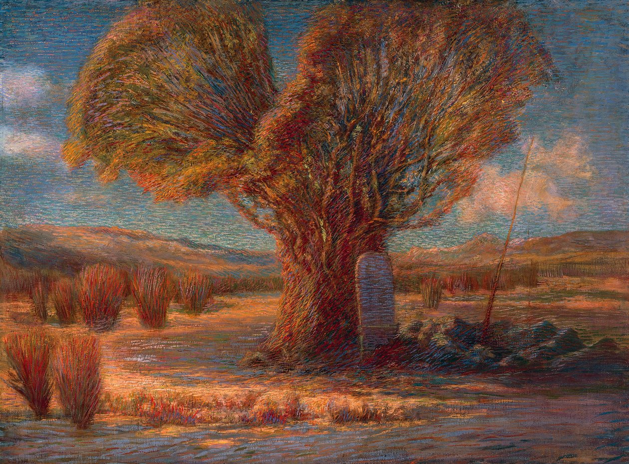 Caprera (Sosna), Antonio Pasinetti (1863-1940), olej na płótnie, 70x95 cm. Włochy, XX wiek. autorstwa Antonio Pasinetti