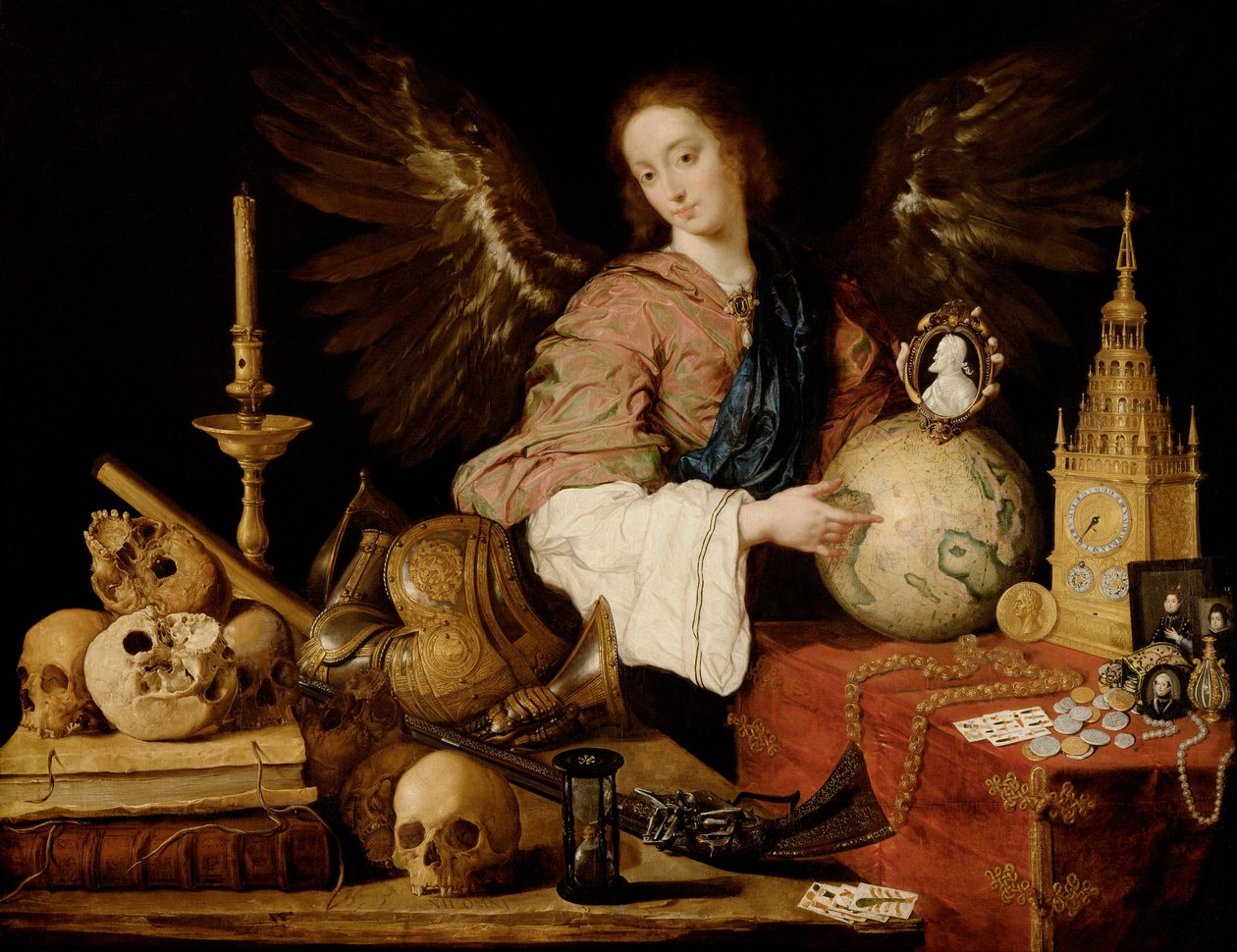 ""Alegoria de la Vanite""""""""Alegoria próżności"") Fragment próżności i zgaszona świeca - Obraz Antonio de Pereda y Salgado (1611-1678) 1634 Wymiary 139,5x174 cm Wiedeń, Kunsthistorisches Museum autorstwa Antonio Pereda y Salgado