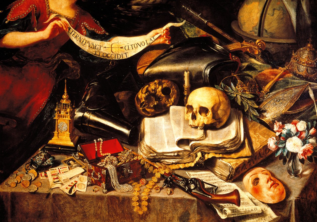 Oświecenie życia, szczegóły autorstwa Antonio Pereda y Salgado