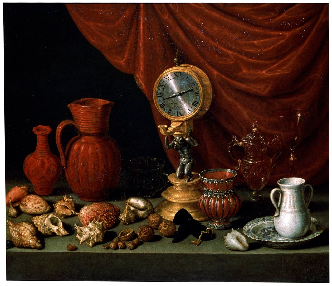 Martwa natura z zegarem, 1652. autorstwa Antonio Pereda y Salgado