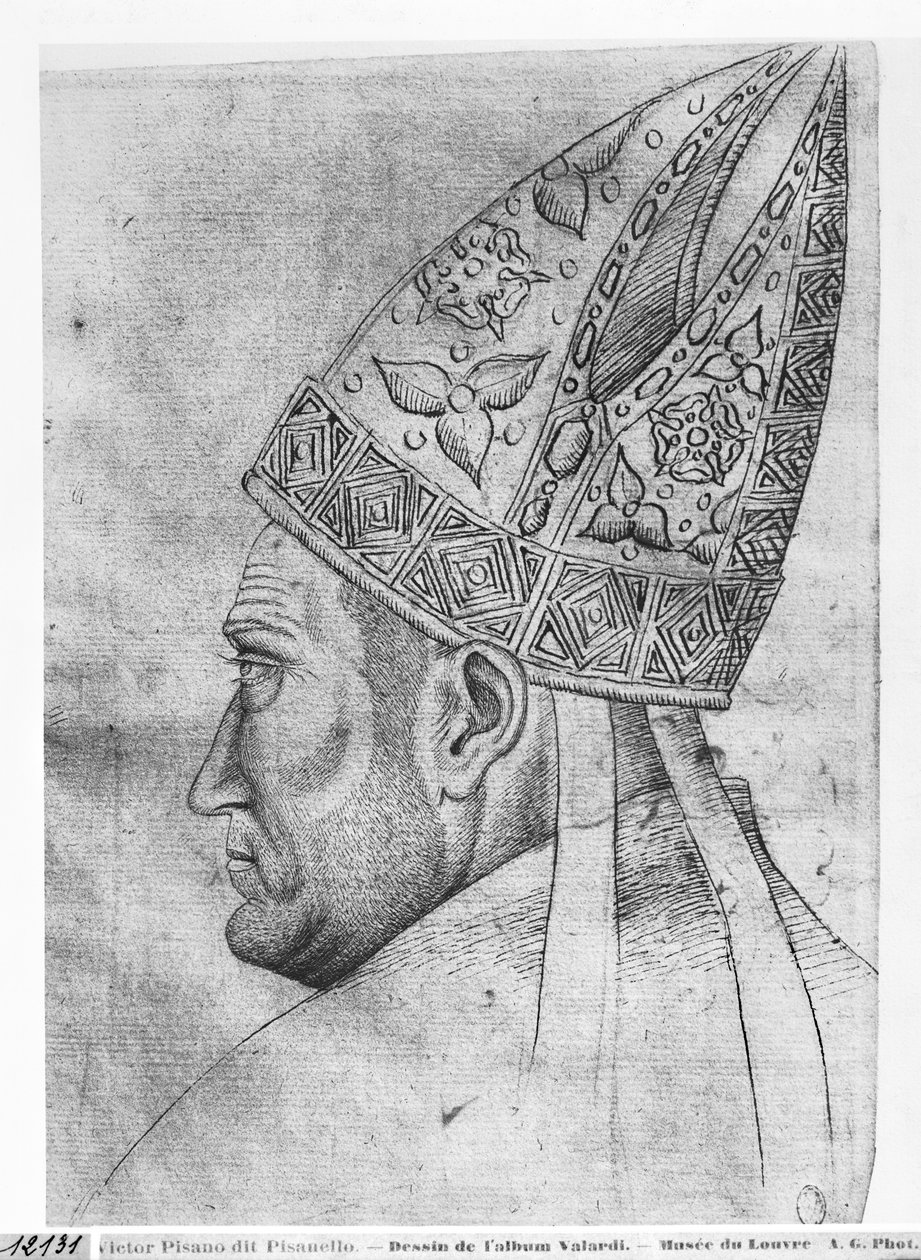 Głowa biskupa, z The Vallardi Album autorstwa Antonio Pisanello