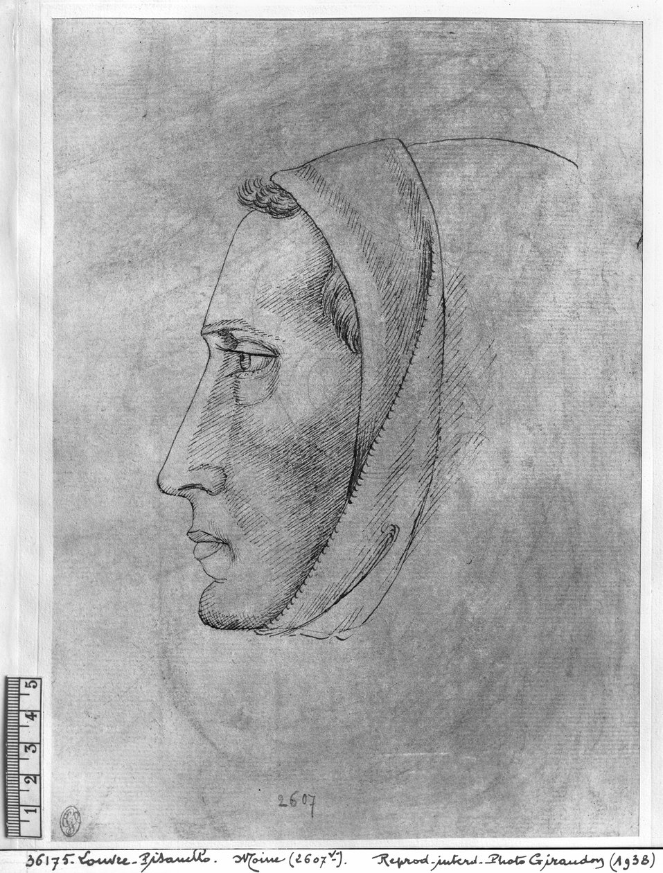 Głowa mnicha, z albumu Vallardi autorstwa Antonio Pisanello