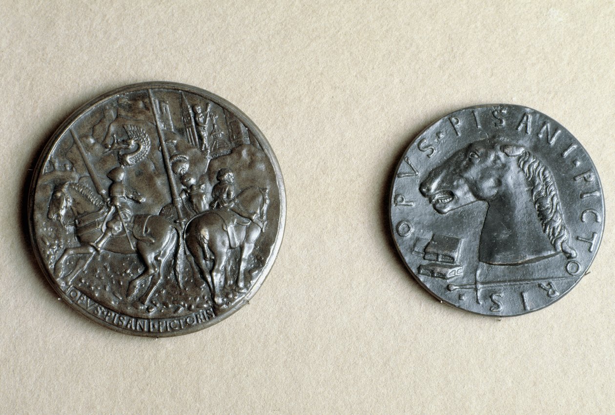 Medal Francesco Sforzy, władcy Cremony, na koniu (brąz) autorstwa Antonio Pisanello