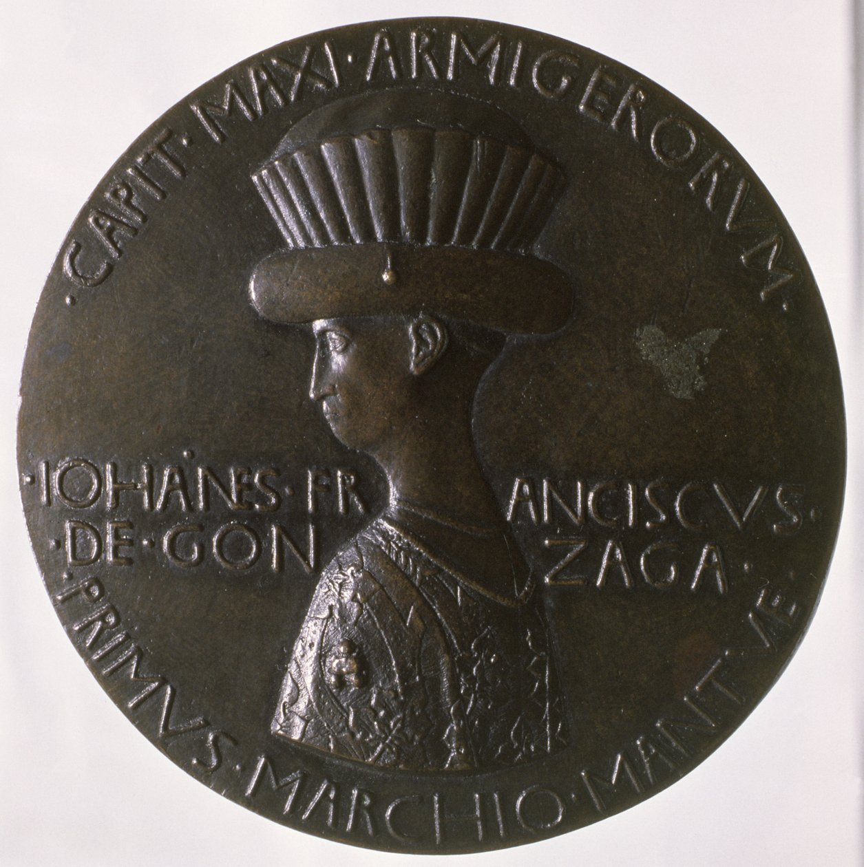 Medal portretowy przedstawiający Gianfrancesco Gonzagę (13945-1444) 1446-8 (brąz) (rewers patrz 96844) autorstwa Antonio Pisanello