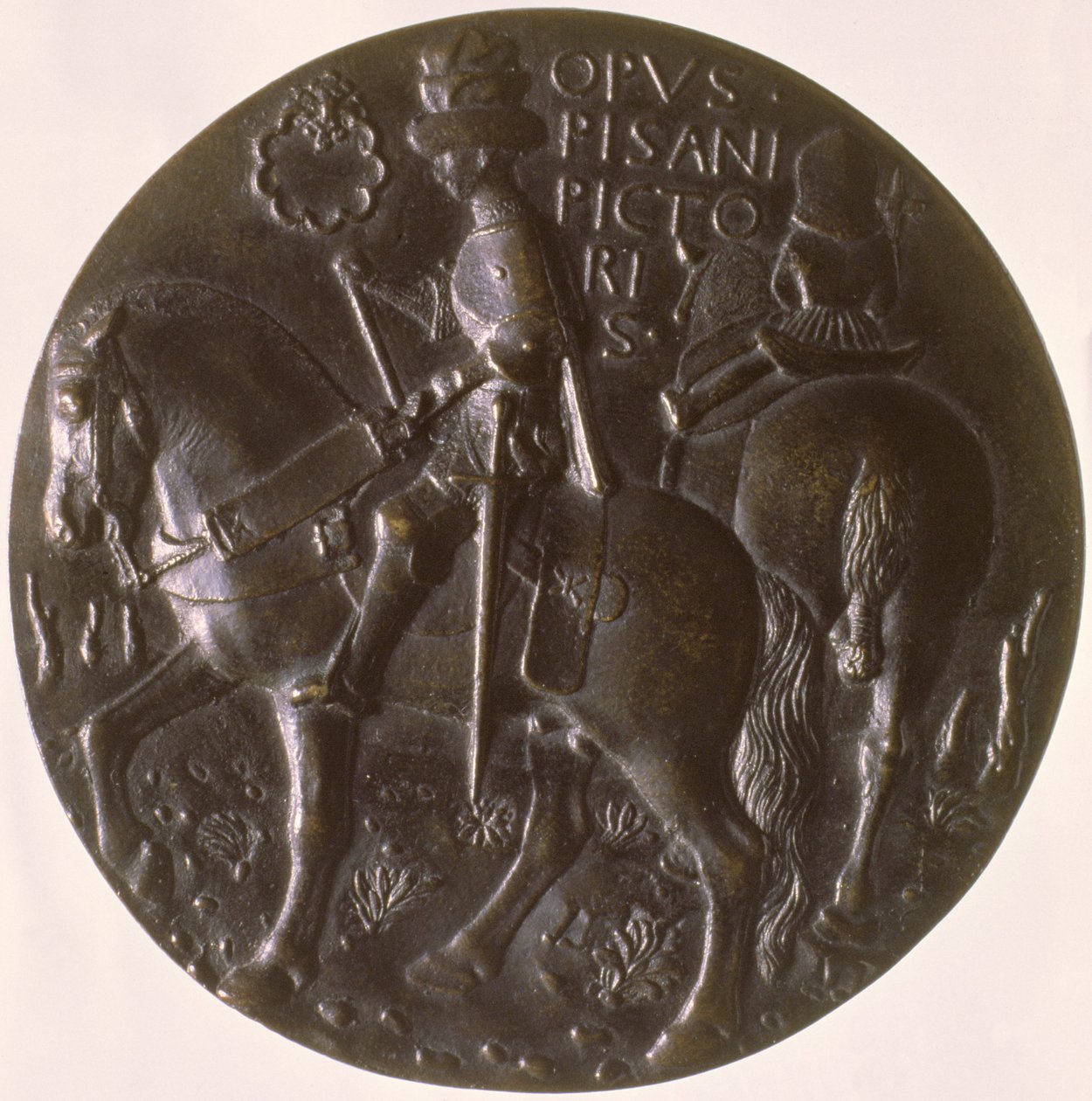 Medal portretowy, rewers przedstawiający Gianfrancesco Gonzagę 13945-1444 na koniu, 1446-8 brąz na awersie patrz 96843 autorstwa Antonio Pisanello