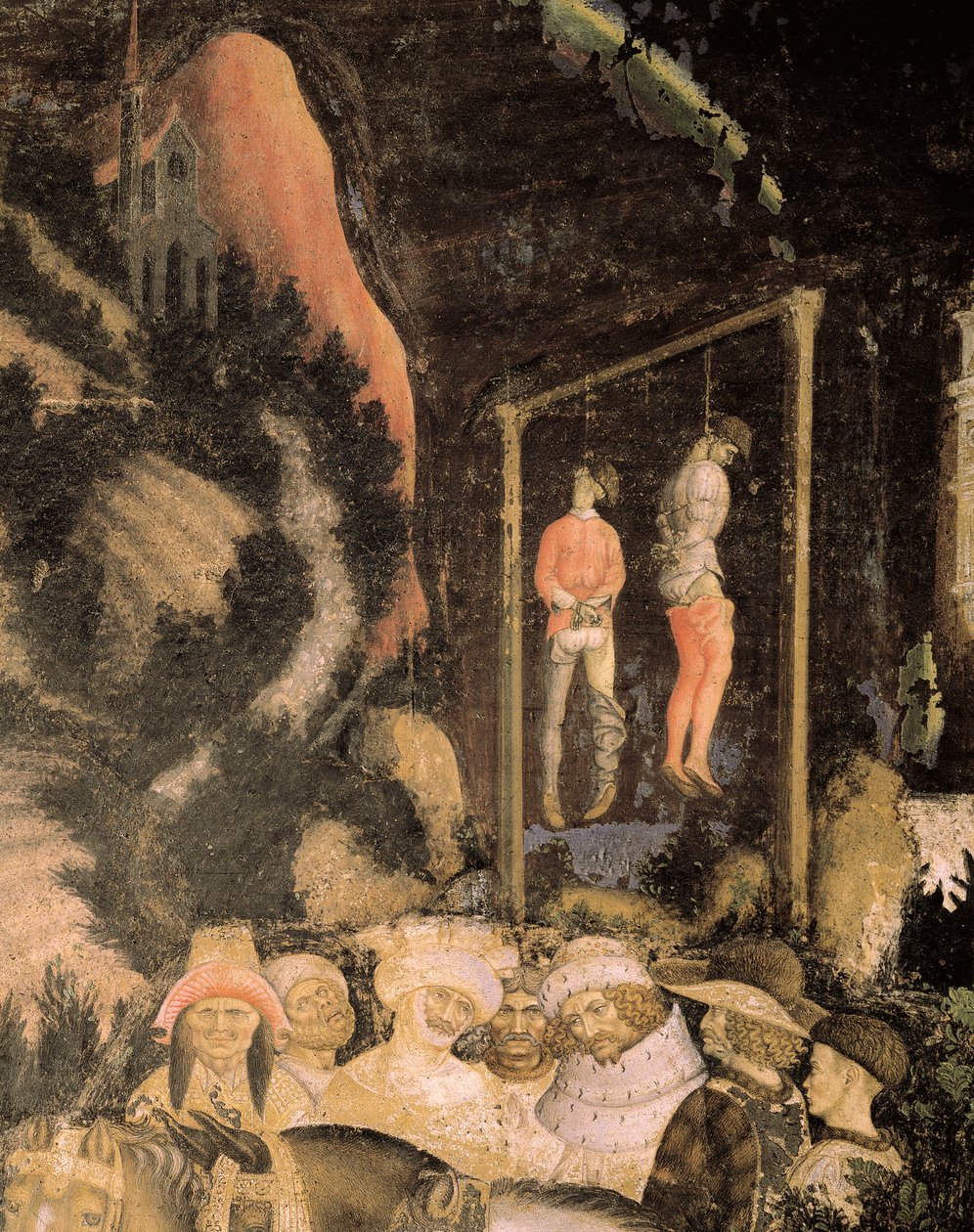 Wisielcy, fragment ze św. Jerzego i księżniczki autorstwa Antonio Pisanello