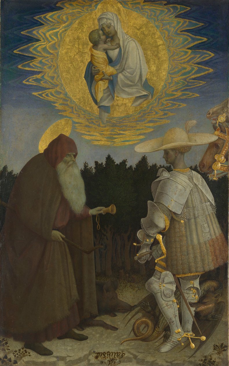 Dziewica z Dzieciątkiem ze świętymi Antonim Opatem i Jerzym, ok. 1930 r. 1440 autorstwa Antonio Pisanello