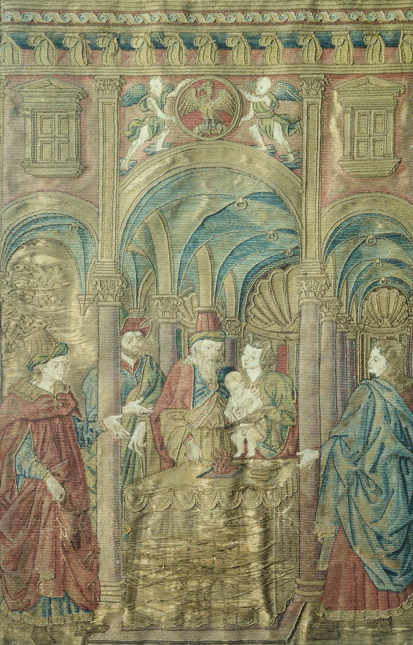 Obrzezanie św. Jana Chrzciciela przez Antonio del Pollaiuolo (ok. 1431-1498), haftowane szaty autorstwa Antonio Pollaiuolo
