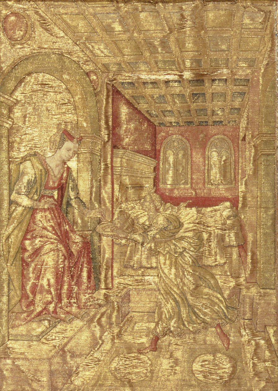Salome prezentująca Herodii głowę św. Jana Chrzciciela, gobelin przedstawiający sceny z życia świętej (tekstylia) autorstwa Antonio Pollaiuolo