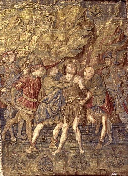 Aresztowanie św. Jana Chrzciciela, gobelin przedstawiający sceny z życia świętego (tkanina) autorstwa Antonio Pollaiuolo