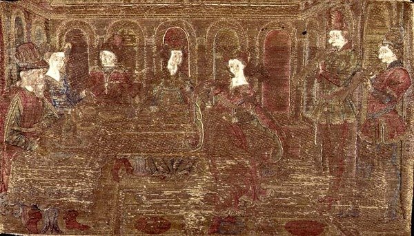 Taniec Salome, gobelin przedstawiający sceny z życia świętej (materiał) autorstwa Antonio Pollaiuolo