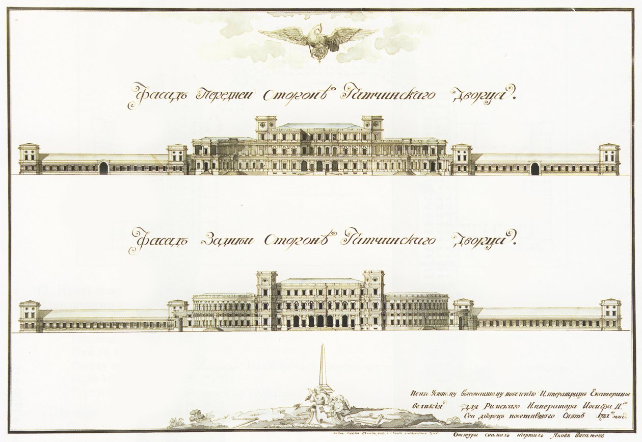 Fasady Wielkiego Pałacu Gatchina, 1781 autorstwa Antonio Rinaldi