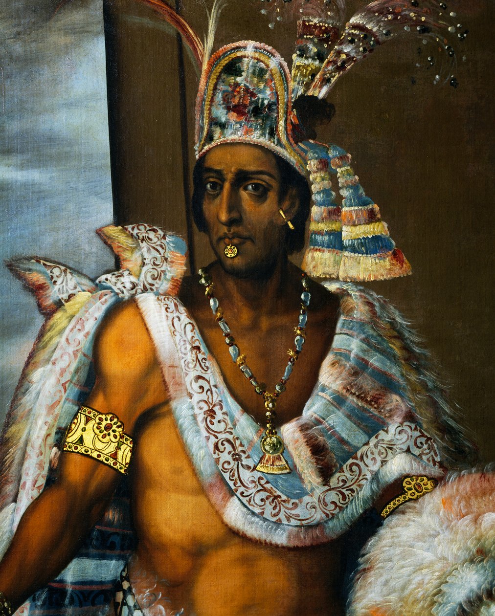 Portret Montezumy II Tenochtitlana (ok. 1466-1520), ostatniego króla Azteków autorstwa Antonio Rodríguez