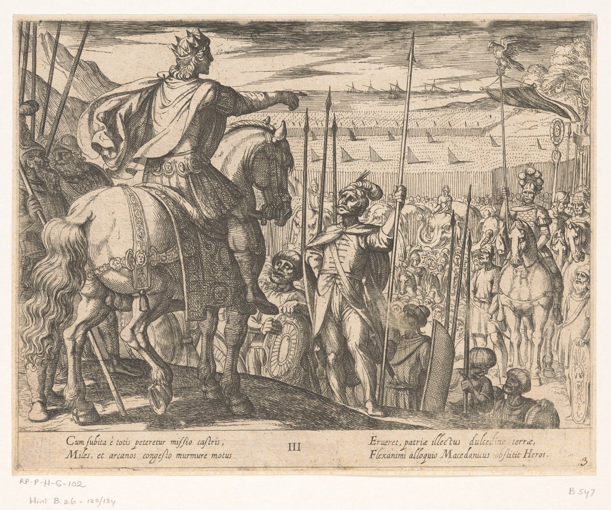 Aleksander Wielki instruuje żołnierzy macedońskich Czyny Aleksandra Wielkiego (tytuł serii) Alexandri magni praecipvae res gestae (tytuł serii) autorstwa Antonio Tempesta