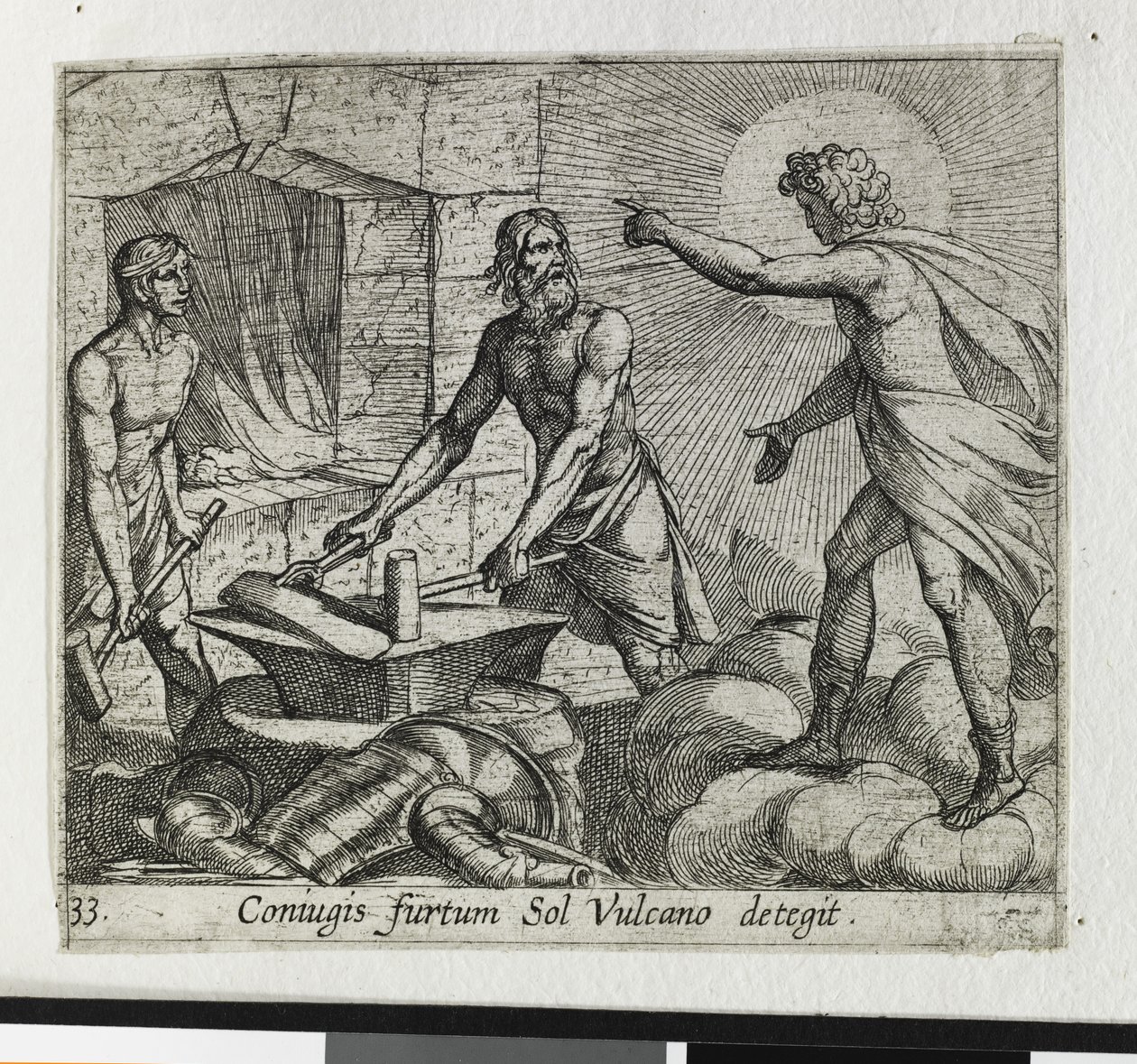 Apollo w Kuźni Wulkana (akwaforta) autorstwa Antonio Tempesta