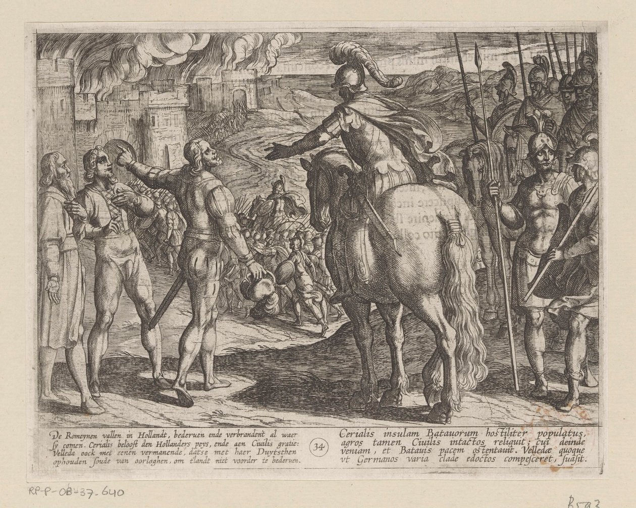 Rzymianie palą holenderską wieś Wojny batawskie przeciwko Rzymianom (tytuł serii) Batavorum cum Romanis Bellum (tytuł serii) autorstwa Antonio Tempesta