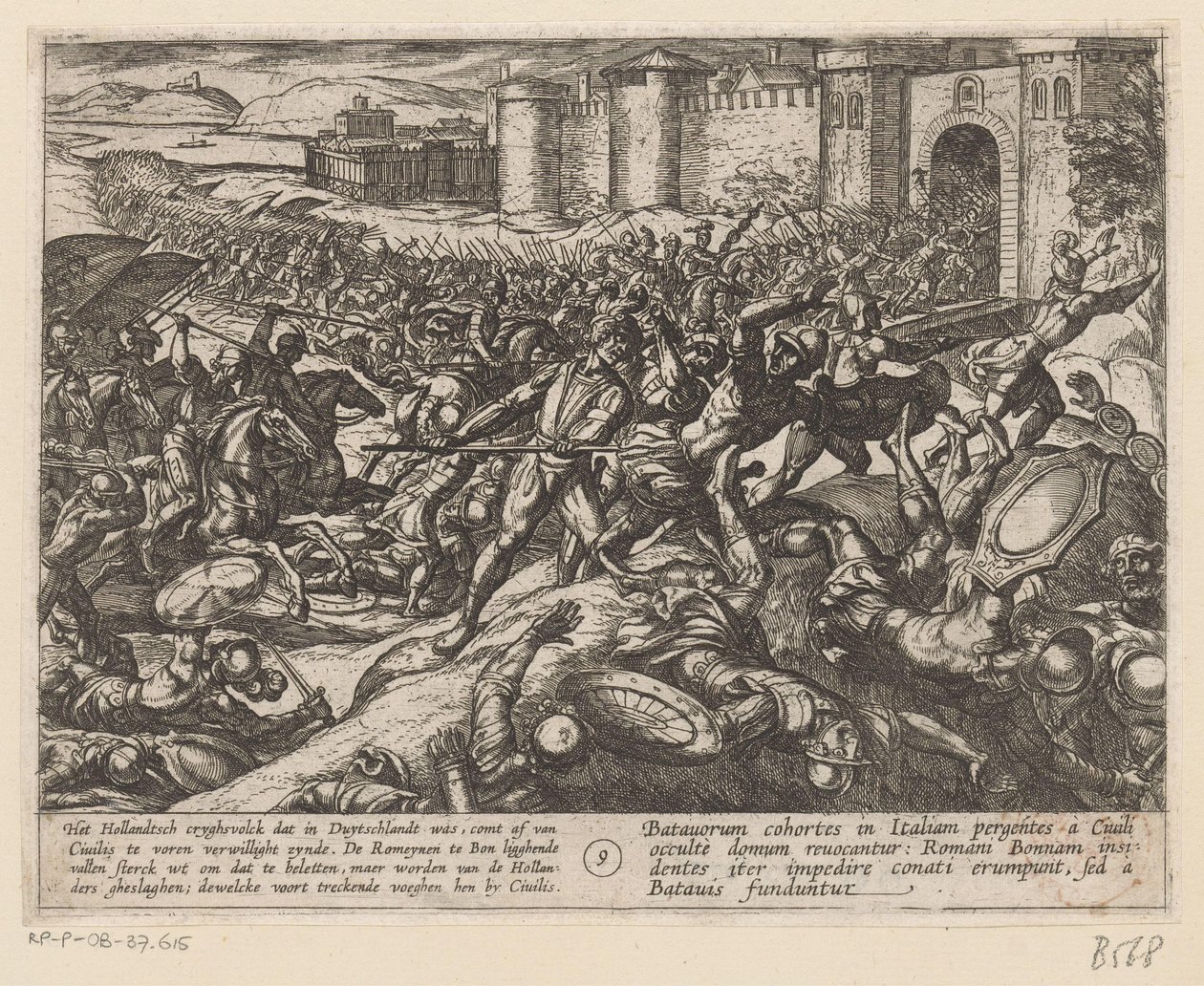 Rzymianie zostają pokonani przez wojska holenderskie pod Bonn Wojny batawskie przeciwko Rzymianom (tytuł serii) Batavorum cum Romanis Bellum (tytuł serii) autorstwa Antonio Tempesta