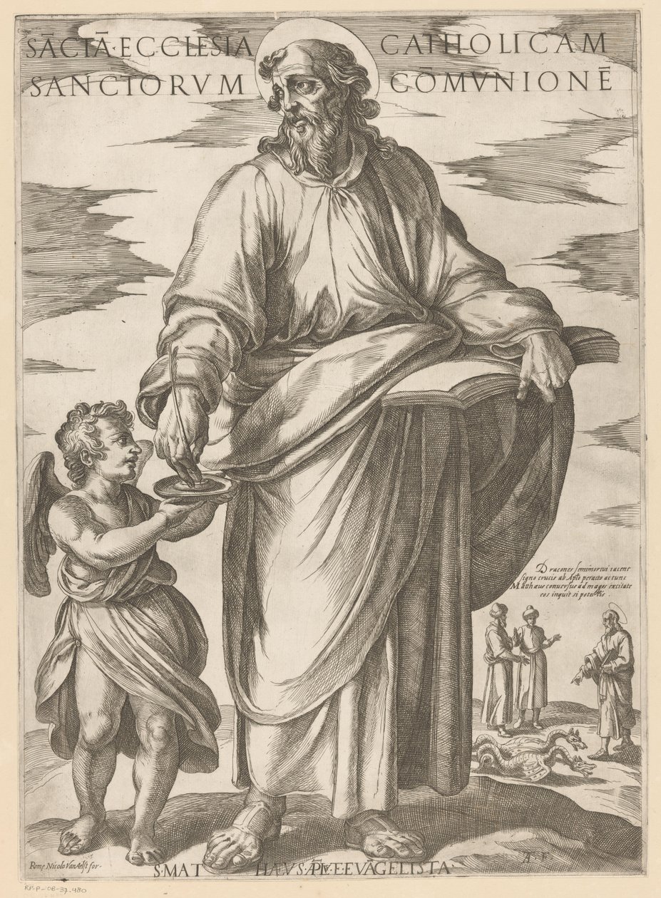 Św. Mateusza Święty Kościół katolicki w obcowaniu świętych (tytuł na przedmiocie) Chrystus, Maryja i apostoł (tytuł serii) autorstwa Antonio Tempesta