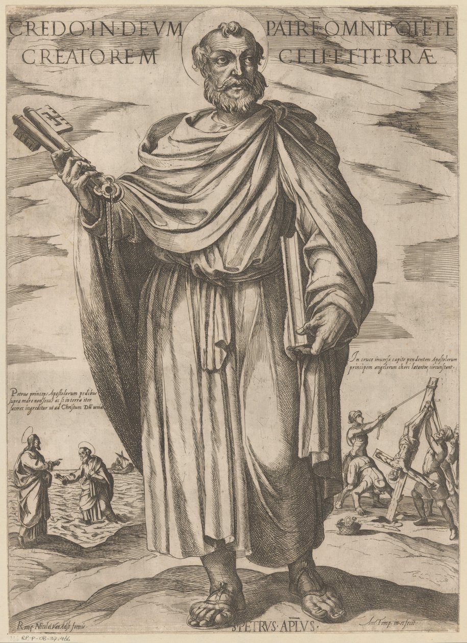 Świętego Piotra Wierzę w boga ojca wszechmocnego stwórcę nieba i ziemi (tytuł na obiekcie) Chrystus, Maryja i apostoł (tytuł serii) autorstwa Antonio Tempesta