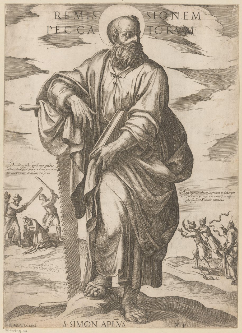 Św. Szymona Odpuszczenie grzechów (tytuł na przedmiocie) Chrystus, Maryja i apostoł (tytuł serii) autorstwa Antonio Tempesta