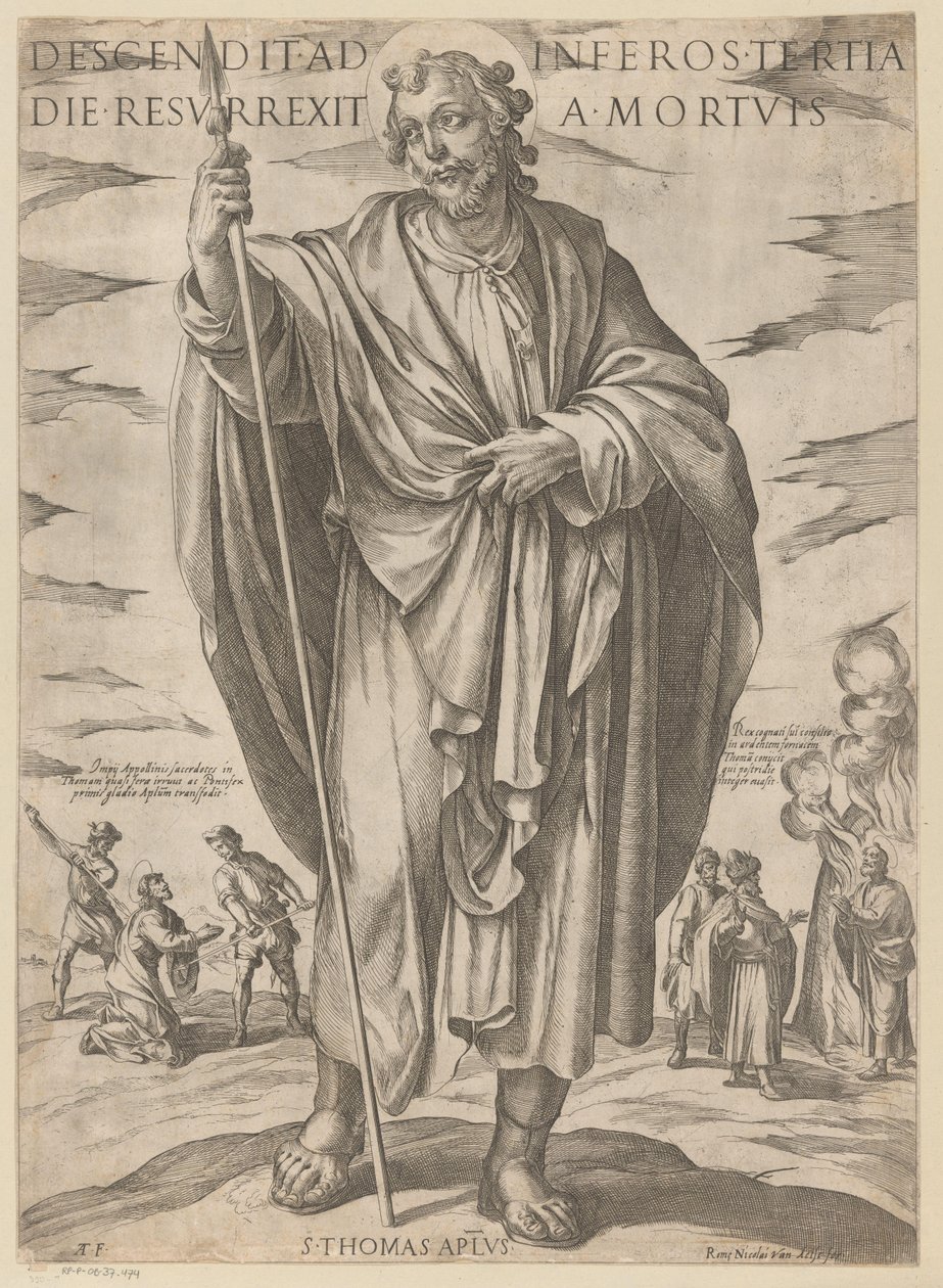 św. Tomasza Zstąpił do piekła trzeciego dnia powstał z martwych (tytuł na obiekcie) Chrystus, Maryja i apostoł (tytuł serii) autorstwa Antonio Tempesta