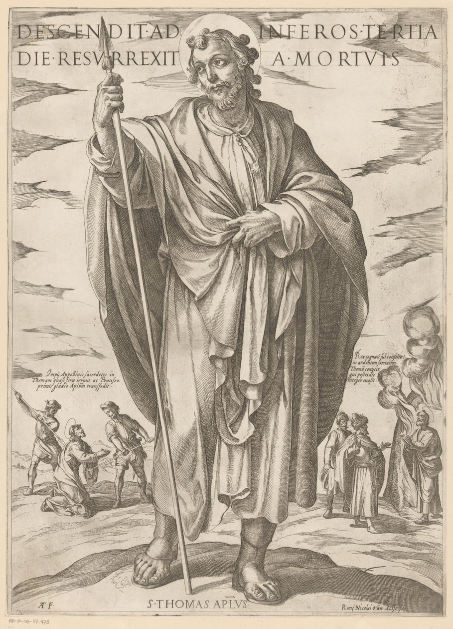św. Tomasza Zstąpił do piekła trzeciego dnia powstał z martwych (tytuł na obiekcie) Chrystus, Maryja i apostoł (tytuł serii) autorstwa Antonio Tempesta
