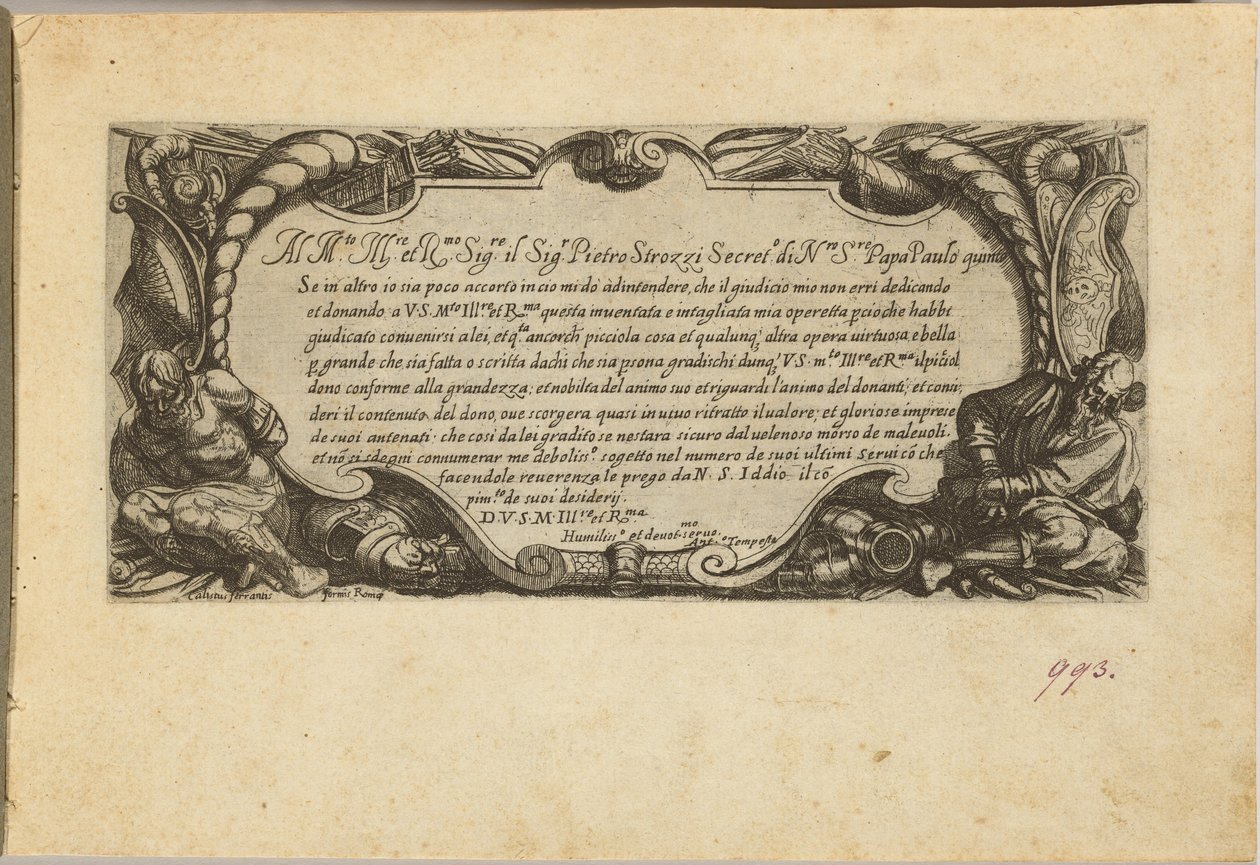 Frontyspis: Dedykacja dla Pietro Strozzi autorstwa Antonio Tempesta