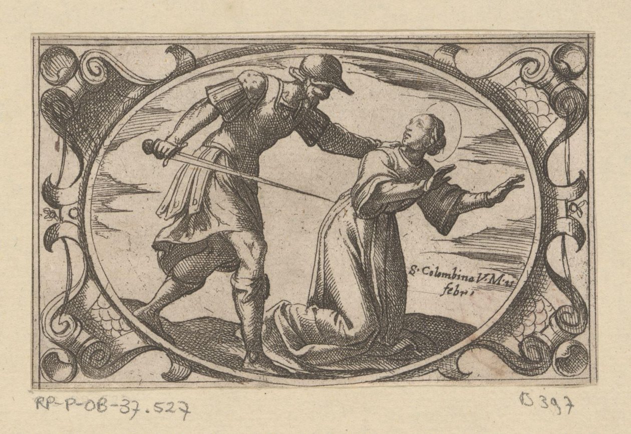 H. Columbina, od dochtera van H. Austrius Romeinse martelaressen (tytuł serii) Imagini di moltes vergini Rom w męczeństwie (tytuł serii) autorstwa Antonio Tempesta