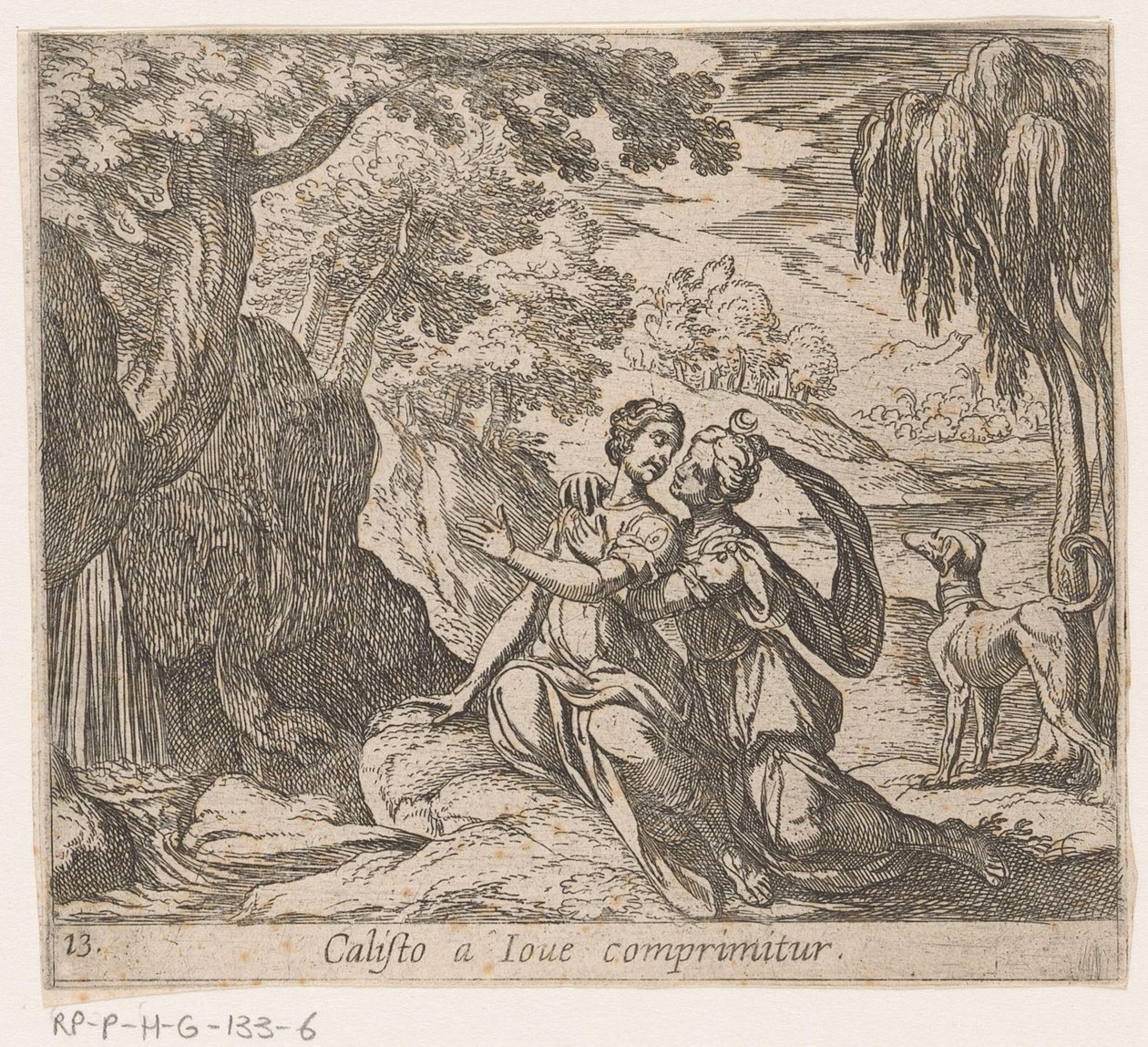 Jowisz i Kallisto Callisto zmiażdżona przez Jowisza (tytuł na obiekcie) Metamorfoza lub przekształcenia (tytuł serii) Metamorfosen van Ovidius (tytuł serii) autorstwa Antonio Tempesta