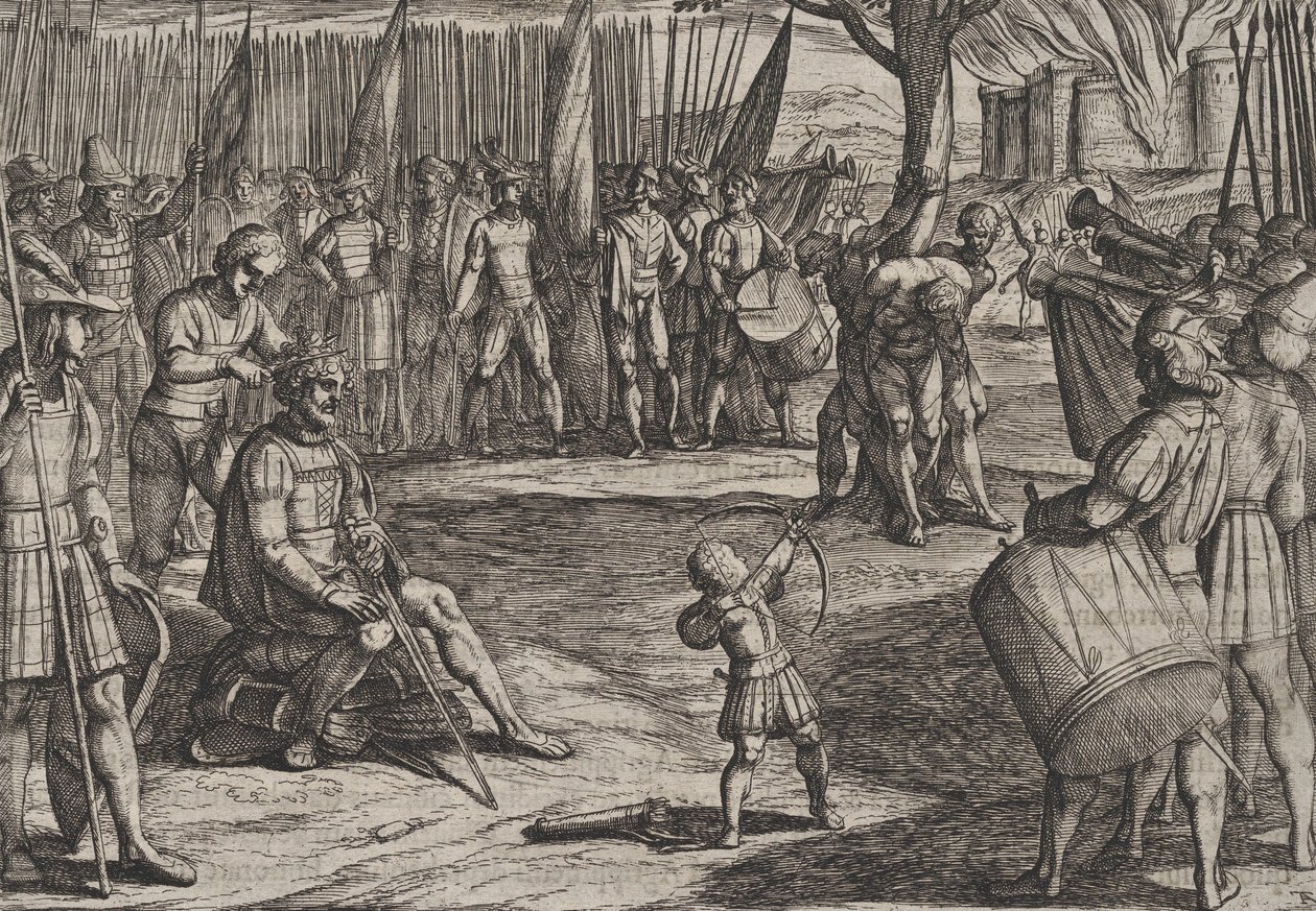 Obrazek 20: Cywilis obcięty na włosy, z Wojna Rzymian przeciwko Batawianom R..., 1611. autorstwa Antonio Tempesta