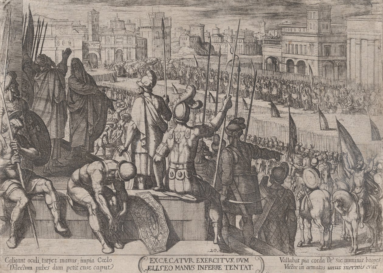 Obrazek 20: Elizeusz sprowadza oślepioną armię syryjską do króla Izraela, z..., ca. 1590-ok. 1610. autorstwa Antonio Tempesta