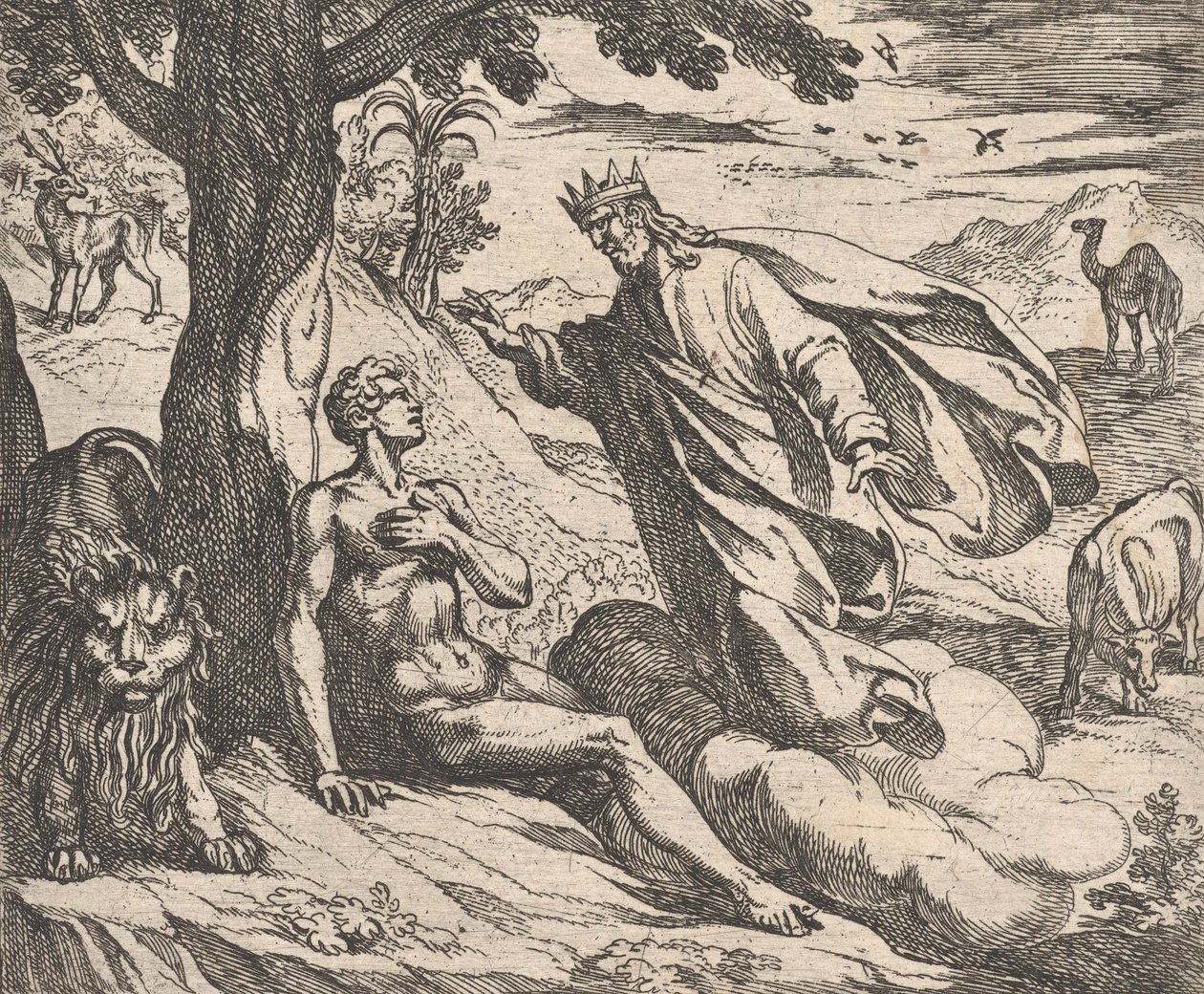 Płyta 2: Stworzenie człowieka Hominis creatio, z „Metamorfoz” Owidiusza, 1606. autorstwa Antonio Tempesta