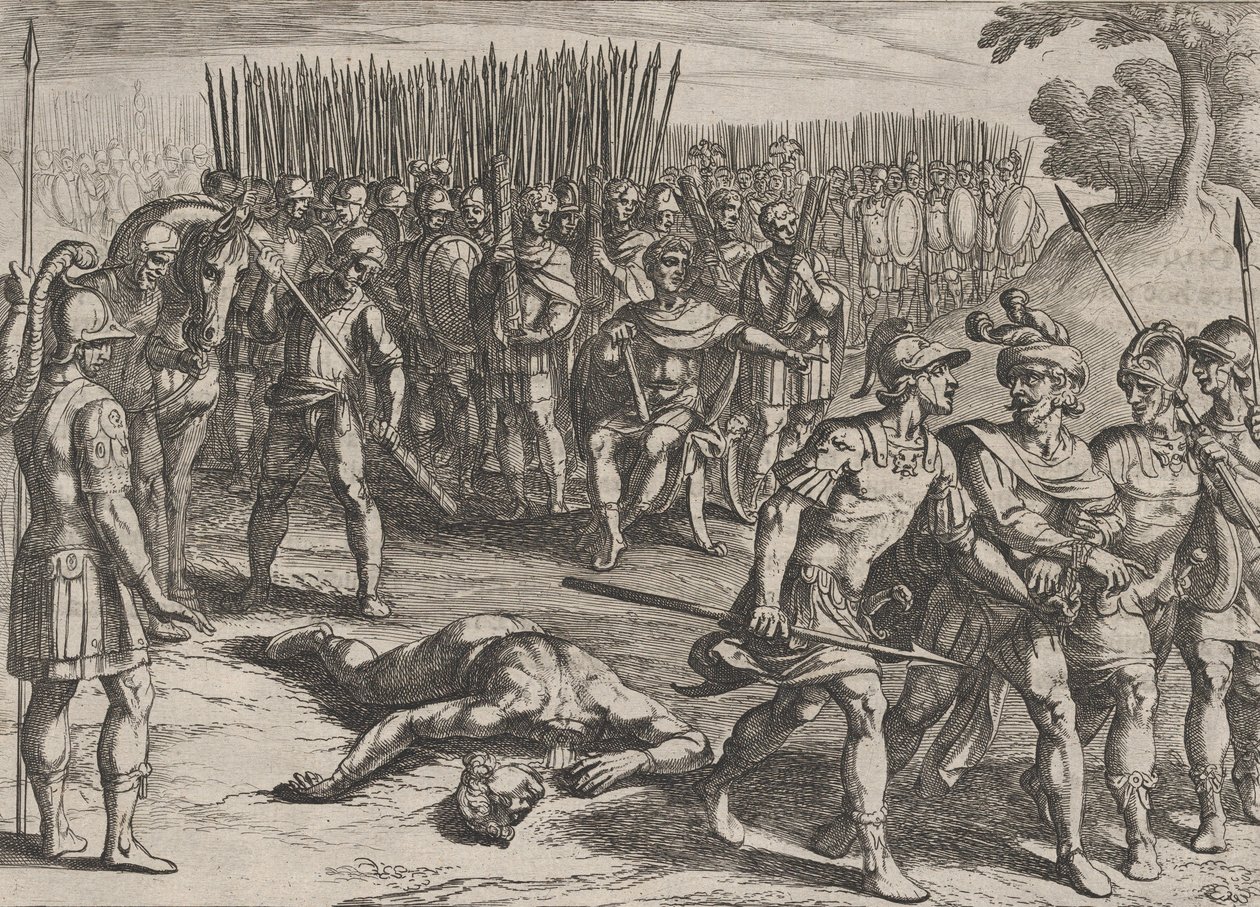 Zdjęcie 3: Claudius Civilis aresztowany i jego brat Paulus ścięty, z Wojna o Ro..., 1611. autorstwa Antonio Tempesta