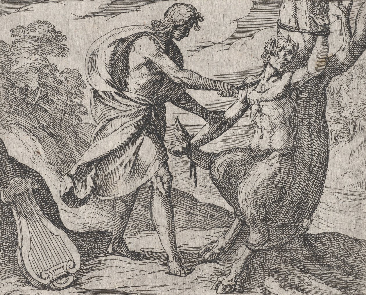 Płyta 58: Apollo zabija Marsyasa Marsyas pokonany przez Apolla, z 