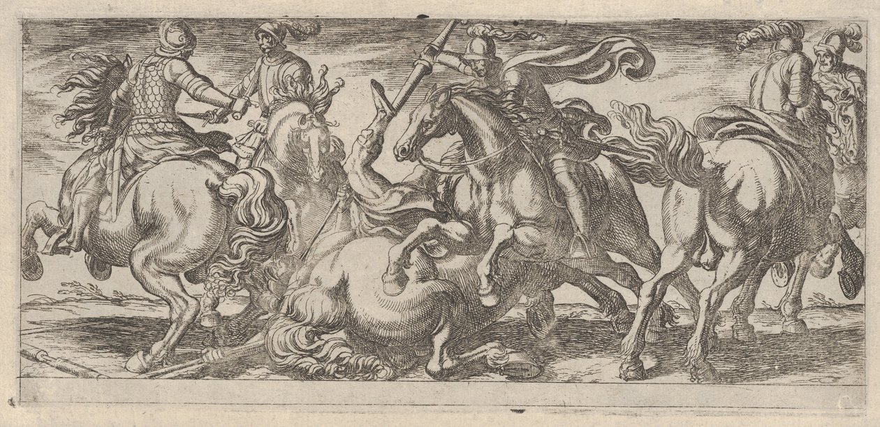 Sześciu kawalerzystów w walce, z I scen bitewnych, ca. 1590-1630. autorstwa Antonio Tempesta