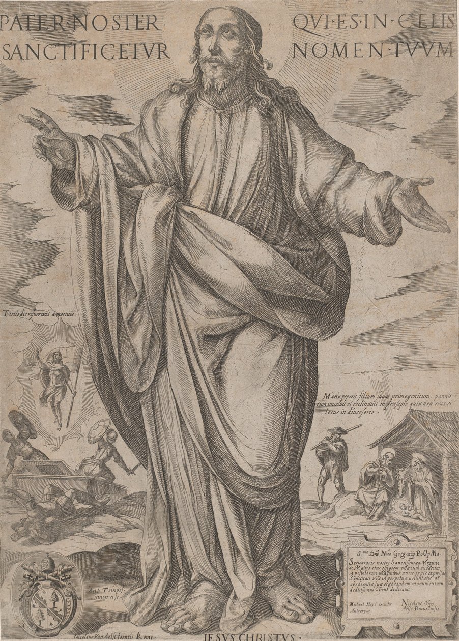 Chrystus stojący, błogosławieństwo od „Chrystusa, Maryi i Apostołów”, ok. godz. 1590-ok. 1610. autorstwa Antonio Tempesta