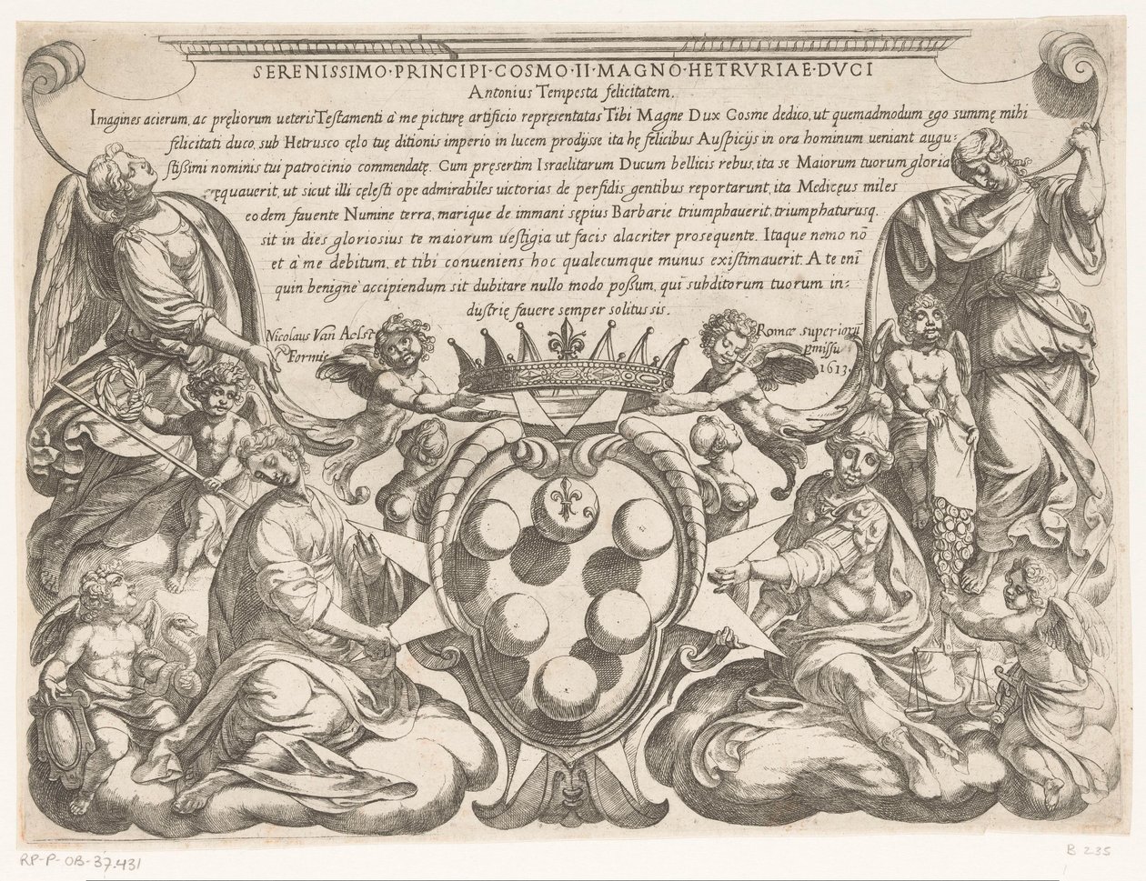 Rycina tytułowa z dedykacją i herbem Cosimo II de