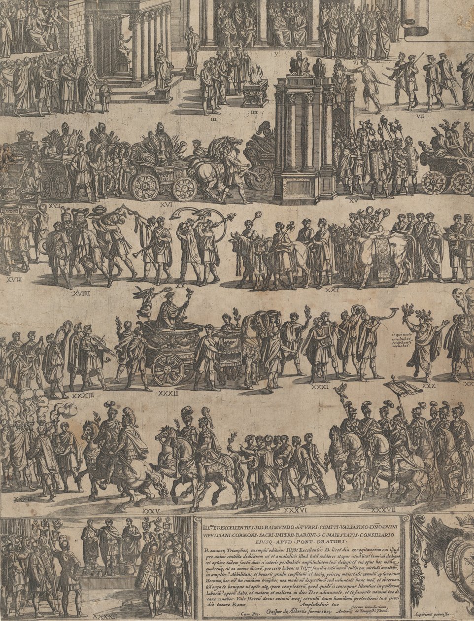 Triumf cesarza rzymskiego po lewej stronie, 1603. autorstwa Antonio Tempesta