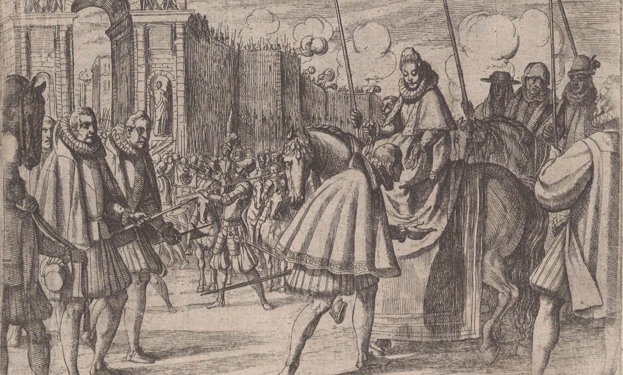 Triumfalny wjazd Małgorzaty Austriaczki do Mediolanu, z Żywotu Małgorzaty Austriaczki, s...., 1612. autorstwa Antonio Tempesta